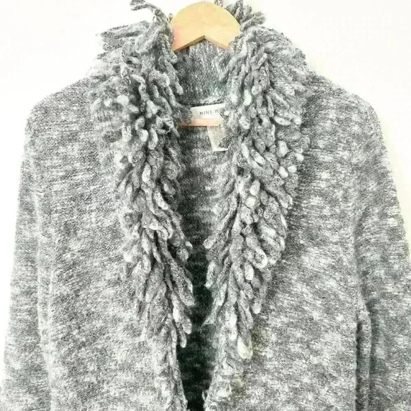 Vintage Nine West Y2K 90s Wool Fringe Cardigan MEDIUM Penny Lane Career Modest - Picture 4 of 8